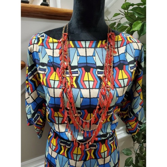 Jessica Simpson Womens Multicolor Polyester Round Neck Knee Length Dress Size XS - Picture 2 of 11